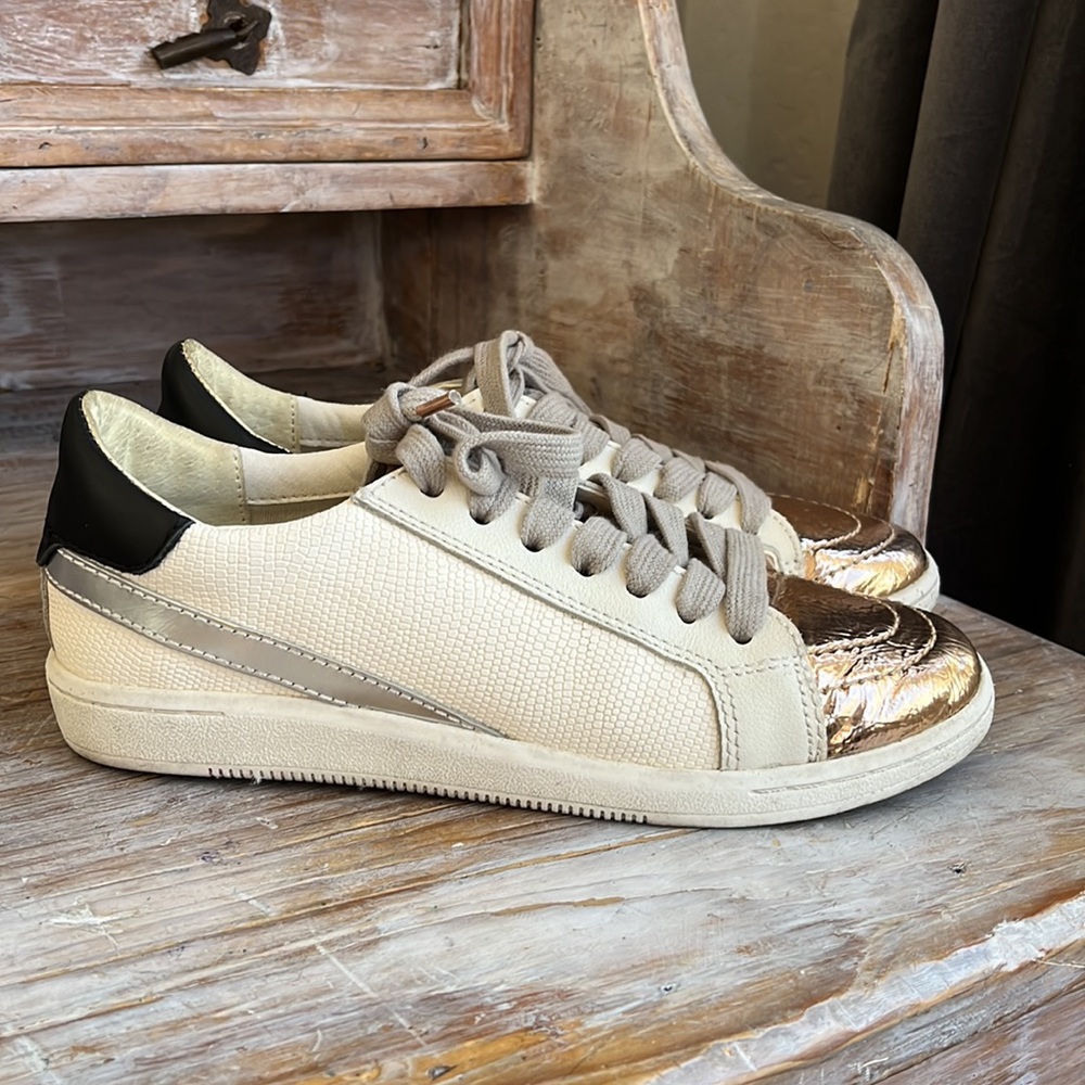🤍 Dolce Vita Nino Sneakers white/black/rose gold copper size 6 leather
